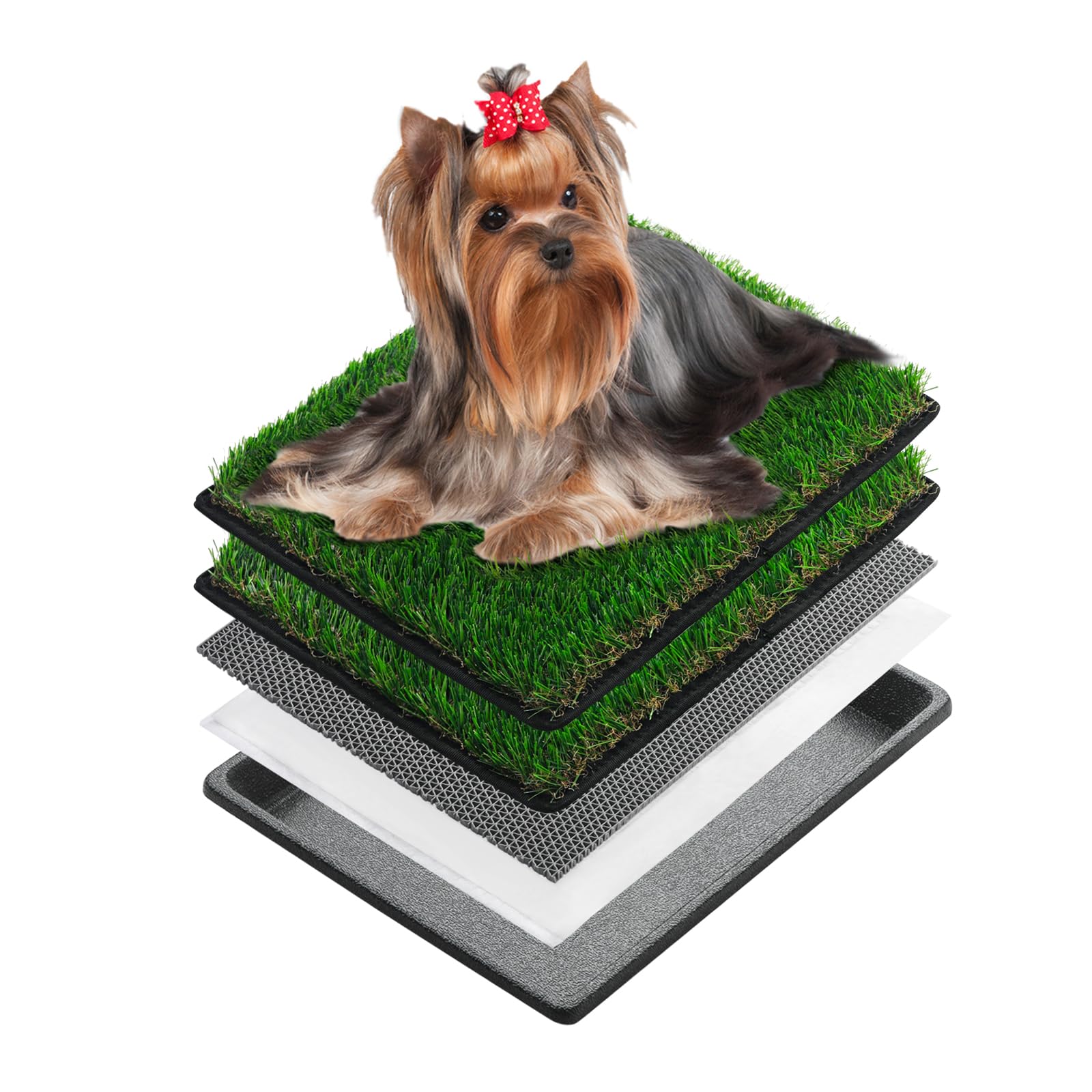 MEEXPAWS Artificial Grass For Dog Litter Tray | Extra Small 44×34cm | 2×Fake Grass For Dogs Replacement| Rapid Drainage | 2 Training Pads | Indoor Dog Potty Litter Box