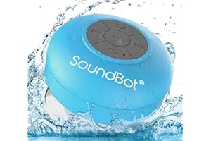 SoundBot SB510 HD Water Resistant Bluetooth Shower Speaker, Handsfree Portable Speakerphone with Built-in Mic, 6hrs of Playtime, Control Buttons and Dedicated Suction Cup_Blue
