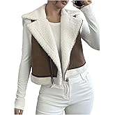 GORGLITTER Women's Sherpa Fleece Fuzzy Fur Suede Vests Tops Fall Sleeveless Western Rodeo Concert Cowgirl Outfits 2025