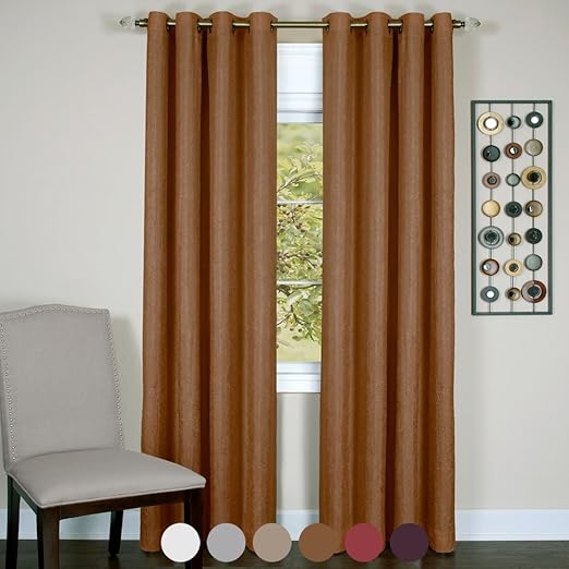 Amazon Com Dark Beige Solid Textured Window Blackout Curtain Line