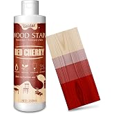 Wood Stain, 8.5oz/250ml Water Based Wood Stain for Indoor and Outdoor Furniture, Cabinet, Door, Trim and More - Fast Drying, Low Odor＆Non-Toxic, Easy to Apply, Multiple Finishes (Red Cherry)
