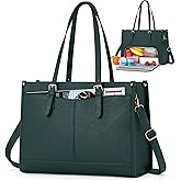 Lunch Tote Bag for Women 15.6 Inch Laptop Bag with Insulated Lunch Compartment Leather Quilted Computer Tote for Teacher Work