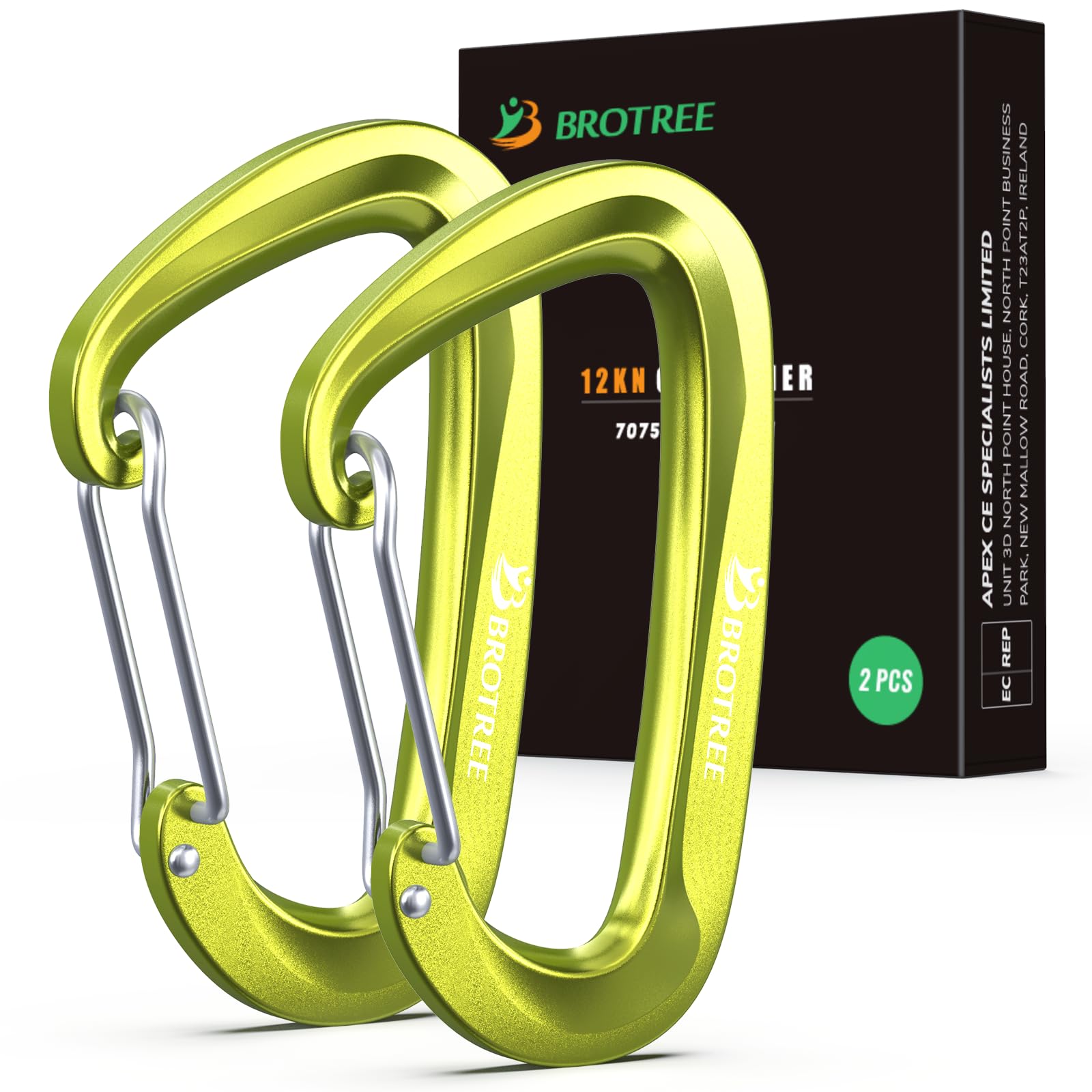 BROTREE 12KN Carabiner Clips Heavy Duty Carabiners for Hammock, Camping, Hiking, Backpack and More (2 or 4 Packs)