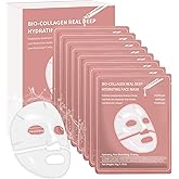 Eqimznv 8 Pcs Collagen Face Mask, Collagen Real Deep Mask, Hydrating Collagen Mask Overnight, Anti Wrinkle Firming, Pore Minimizing, Elasticity Improvement, for All Skin Types