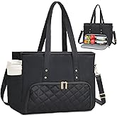 Jetviivid Lunch Tote Bag for Women, 15.6 Inch Laptop Bag with Insulated Lunch Compartment & Cup Holder for Work, Office,Teacher,College, Daily, Black