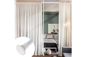 WEFAITH Room Divider Stand - Tension Curtain Rod No Drilling for Room Separation,4-9ft (H) 28-166''(W) Portable Heavy Duty Floor to Ceiling Wall Divider Room Partition Privacy Separator,White