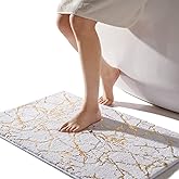 QJHOMO Marble Bathroom Rug White and Gold Decor Bathroom Rugs Non Slip Bath Mat Super Absorbent Microfiber Plush Bathmat Mach