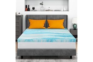 IULULU Mattress Topper Queen, 3 Inch Gel Memory Foam Bed Topper for Queen Size Bed, CertiPUR-US Certified, Blue