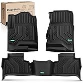 YHTAUTO Floor Mats Compatible with Chevrolet Tahoe 2015-2020 & GMC Yukon 2015-2020, TPE Floor Liners All-Weather Protection Custom Fit, 1st & 2nd Row, Set of 3 Black