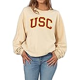 chicka-d Women's Oversized Original Corded Crew Fleece Sweatshirt | NCAA Classic Arch Over Neutral
