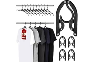 QUATISH 10 Pcs Travel Hangers, Cruise Ship Essentials Travel Essentials, Portable Cruises Must Haves 2025, Folding Hangers for Suitcase, RV Camping Airplane Europe Vacation Essential, Black