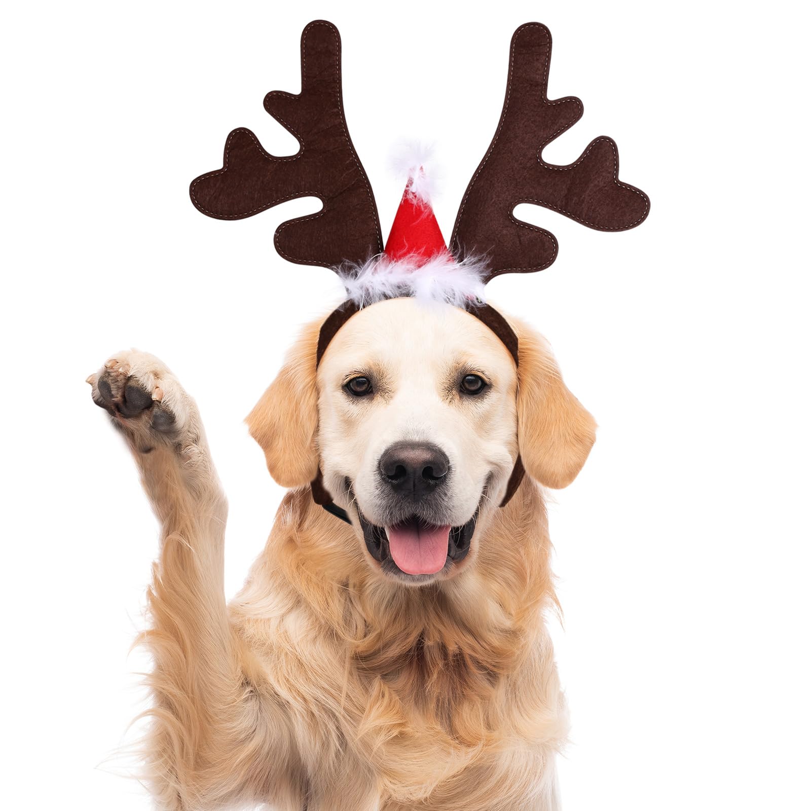Naler Christmas Headbands Cats Dogs Animals Christmas Elk Reindeer Antlers Headbands with Santa Hat Pet Decoration Christmas Accessories for Cats, Dogs, Pets