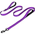 Joytale Dog Leash Heavy Duty for Large Dogs That Pull, Double Handle for Traffic Control, Double-Sided Reflective Leashes for Large Medium Dogs Night Safety, 5FT, Purple