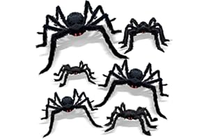 CH HAICHENG 6 Pcs Halloween Spiders Decorations, Giant Hairy Spiders Halloween Decorations Indoor Outdoor Decor
