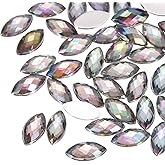 MECCANIXITY 200PCS Acrylic Horse Eye Gems 4x8mm Flat Back Artificial Rhinestones for DIY Crafts Bead Wedding Party Face Painting Jewelry Making Bright White
