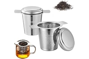 Tea Infuser Stainless Steel Mesh Strainer, Tea Strainer Steeper Filter with Double Handles for Hanging on Teapots, Mugs, Cups
