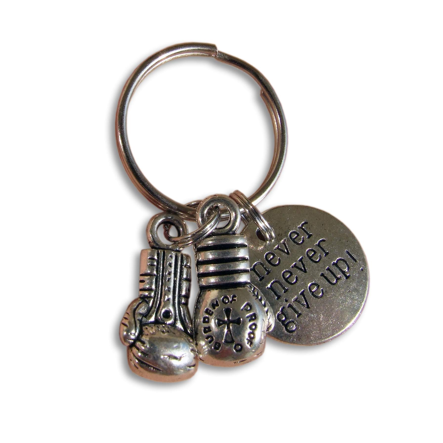 Unknown Never Give Up Boxing Gloves Keychain Gym Motivation Combat Sport Keyring Gift