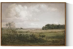 VIYYIEA Vintage Landscape Large Framed Wall Art, Nature Wilderness Scenery Paintings Decor Aesthetic, 24x36 Inch Canvas Print Artwork, Retro Farm Landscape Wall Pictures for Bedroom Living Room
