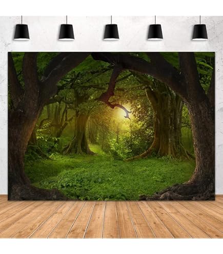 YongFoto 30x12 Inch Tropical Rainforest Jungle Background - Polyester Reptile Terrarium Backdrop For Bearded Dragon, Gecko, Snake & Aquarium