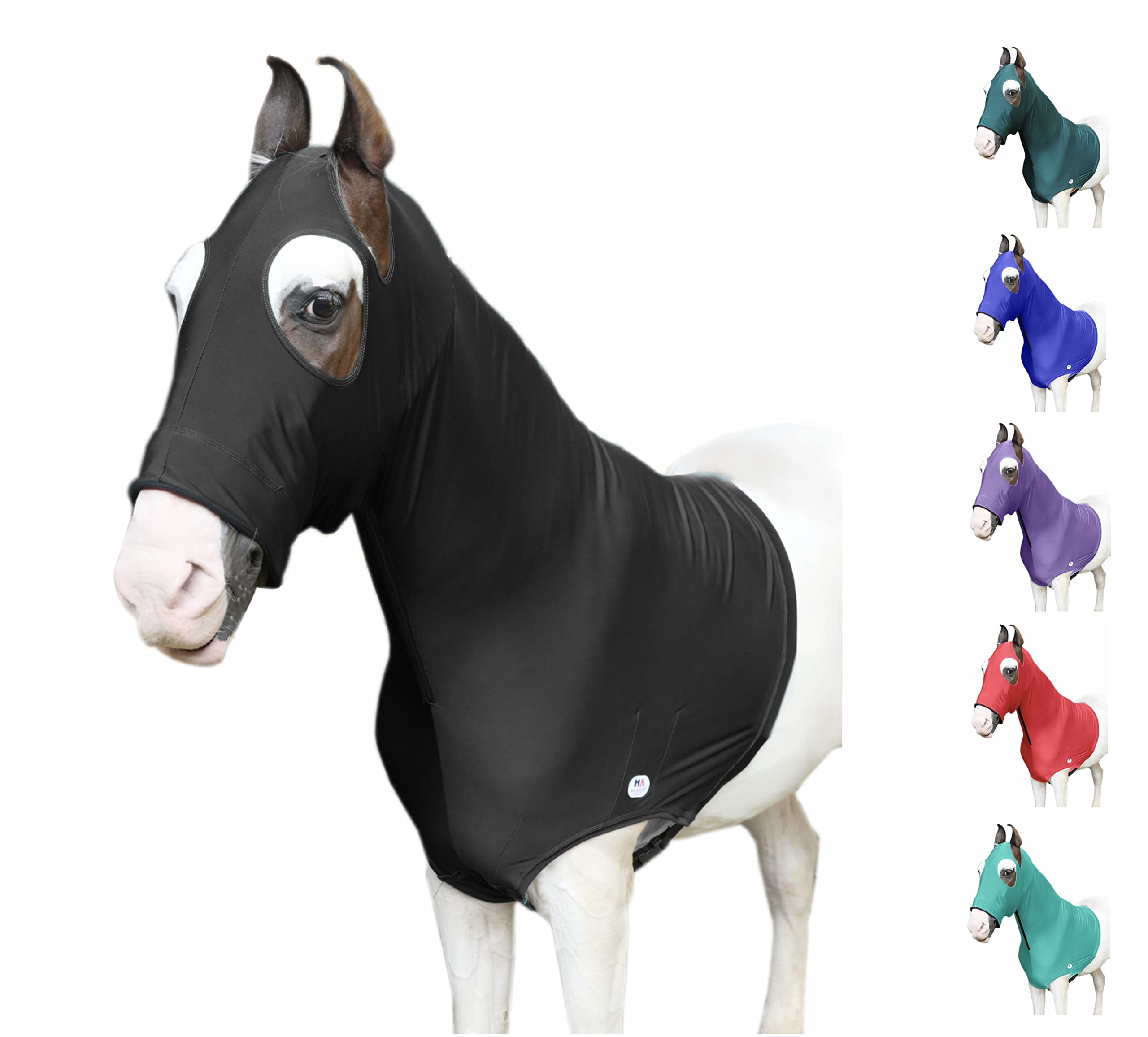 Majestic Ally Stretch Lycra Horse Hood with Zipper (Medium, Black) — image 1