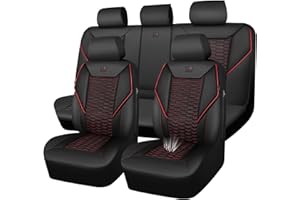 CAR PASS 3D Foam Mesh Leather Car Seat Covers Full Set,Breathable Mesh Faux Leather Seat Covers for Car,Universal Fit for SUV Truck Sedan Automotive, Armrest Airbag Compatible,Black and Red