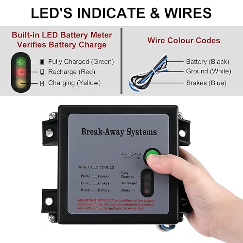 Brake Controller Trailer Breakaway System Kit - 12V Brake Safety Switch ...