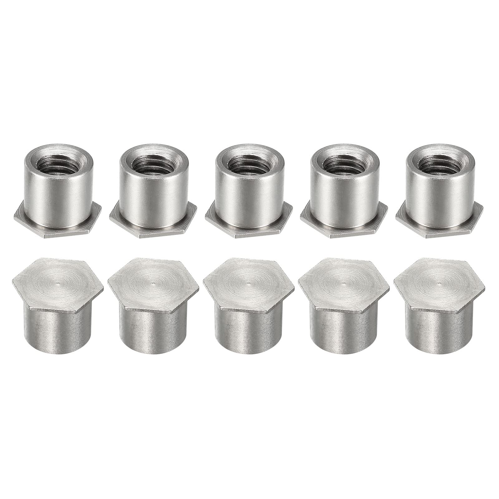 DTGN M6 x 1mm Self-Clinching Standoff Nuts - 10Pack - Good for Construction Industry - Carbon Steel Pressure Riveting Nut - Silver
