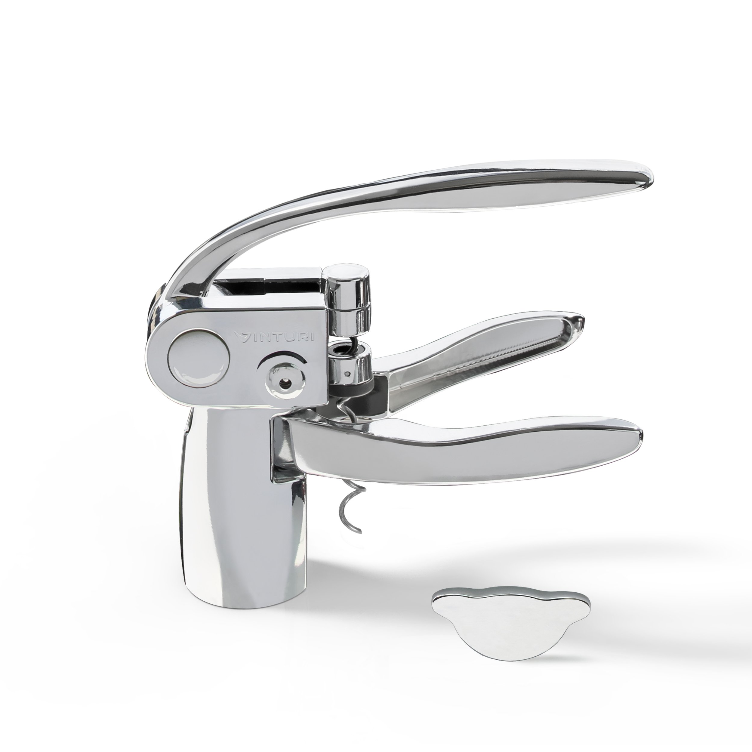 Vinturi Lever Wine Opener Set made of Premium Chrome Wine Corkscrew with Replacement Spiral and Foil Cutter with Sleek, Durable Die-Cast Metal Design