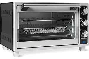 鶹 Basics 6-Slice 23-QT Toaster Oven with Built-In Air Fryer, 7-In-1 Cooking Options, 60-Min Timer & Adjustable Temperatu
