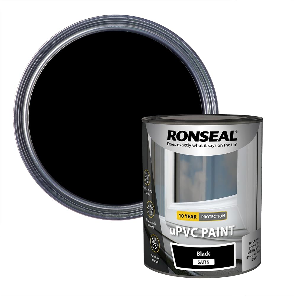 Ronseal uPVC Plastic Window Door Paint Black Satin 750ml