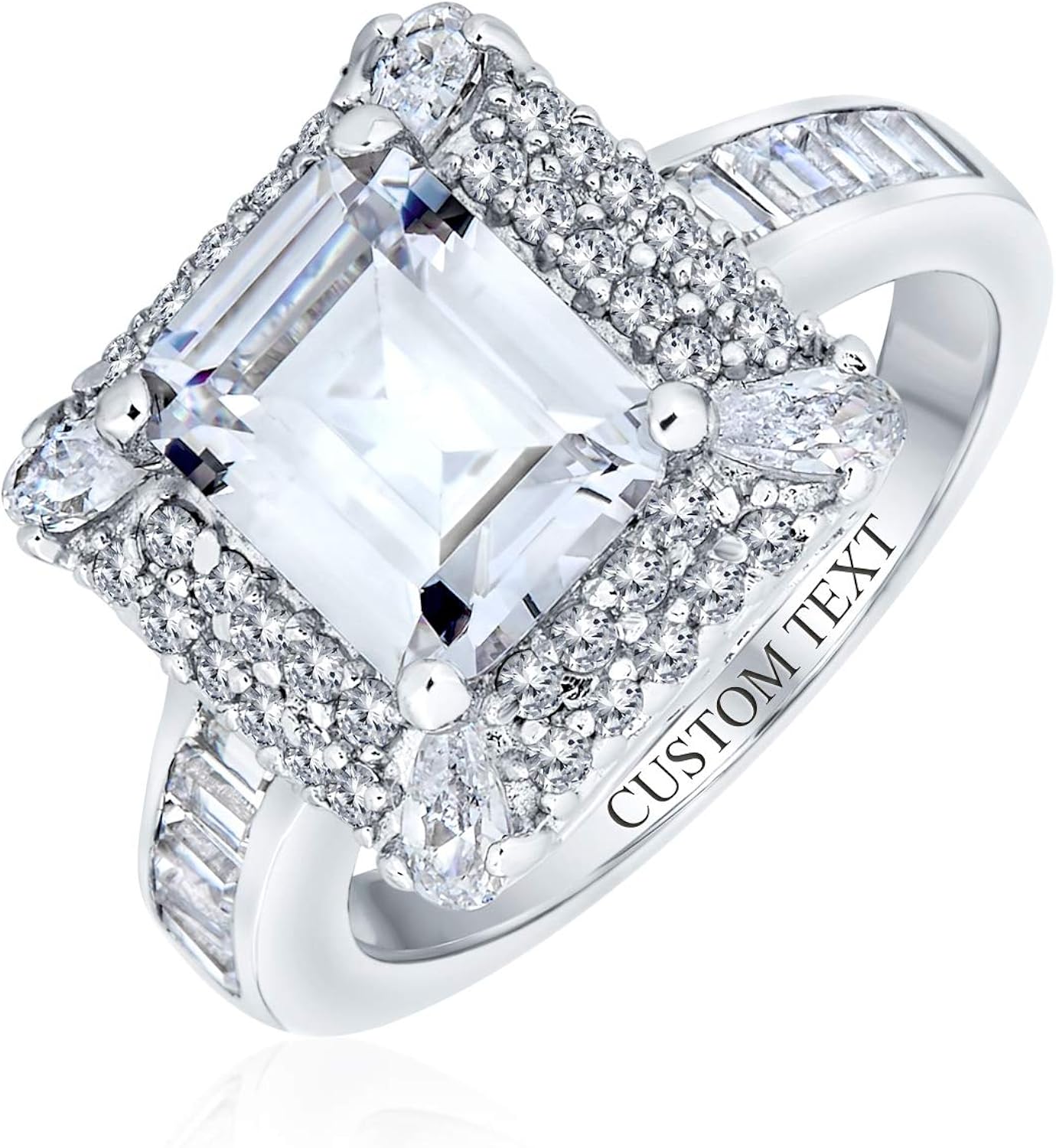 Personalized 4CT Cubic Zirconia Rectangle Emerald