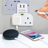 BARGAINSGALORE Surge Protected Double Socket 2 Gang Plug 2 USB Ports Power view 2