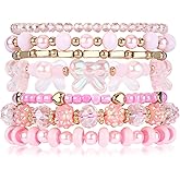 IDEAJOY Bohemian Beaded Bracelets for Women Stackable Glass Beads Stretch Bracelets Boho Multilayered Disco Ball Faceted Crystal Beads Bracelet Set Handmade Trendy Jewelry Gift for Women