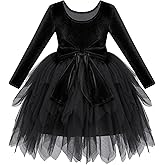 IDOPIP Toddler Baby Girls Velvet Tutu Dress Bowknot Ruffle Tulle Princess Christmas Birthday Party Dress Fall Winter Clothes