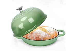 Slingcy Enameled Cast Iron Bread Oven, Dutch Oven Pot with Lid & Cotton Potholder, 24cm Bread Dutch Oven for Bread Baking, 5 