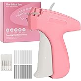 Mini Stitch Gun Kit, Stitchy Gun,Quick Clothing Fixer,Tagging Gun for Clothing, Mini Sewing Micro Tagging Gun - Includes 6 Needle2000 Black Fasteners & 2000 White Fasteners (Pink)