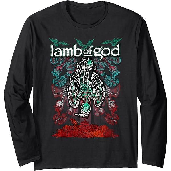 Amazon.com: Lamb of God – Xerox Skull Red Long Sleeve T-Shirt