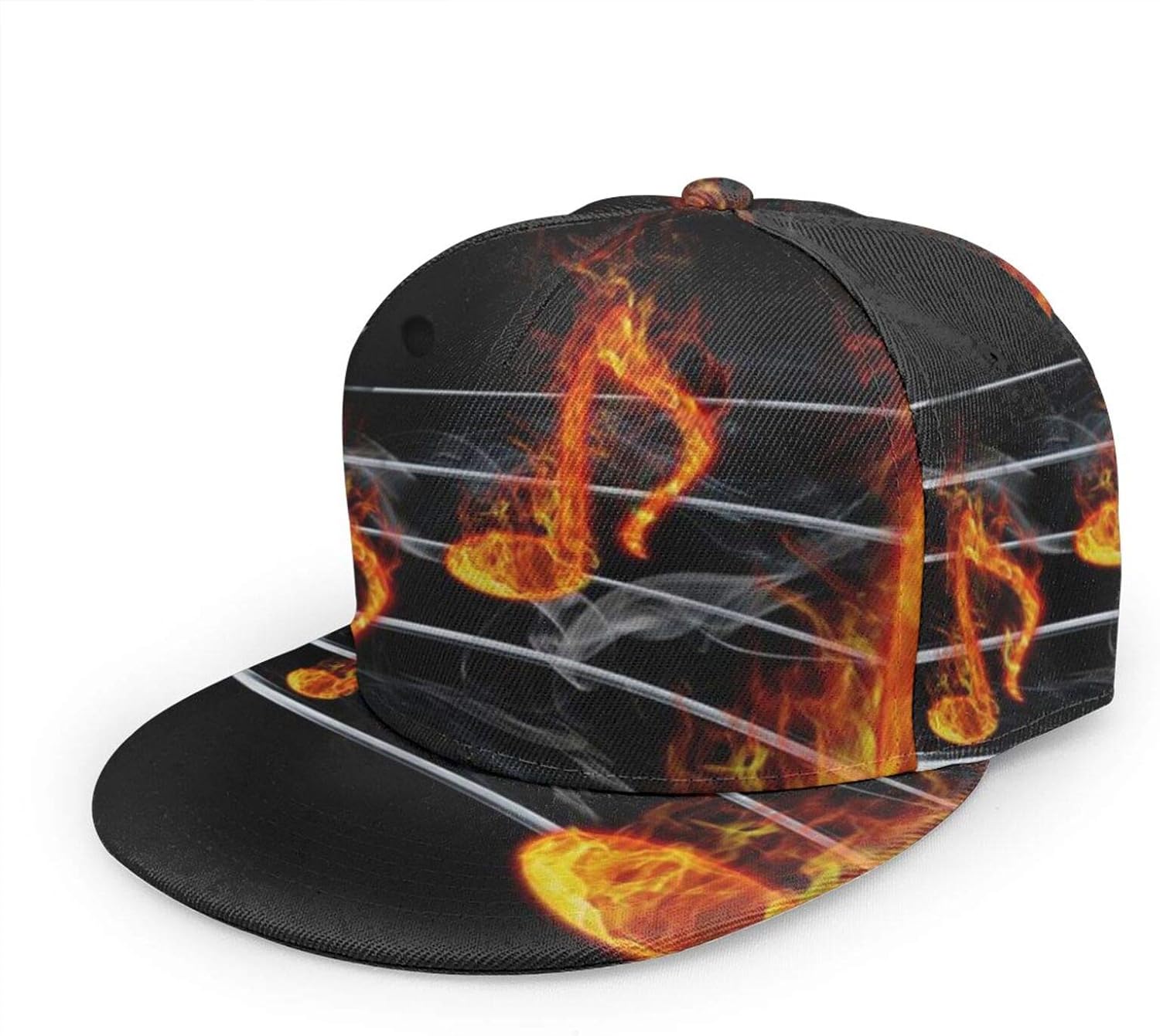 GCDT Burning Music Note Smoke 3D Flat Bill Gorra de béisbol de ala