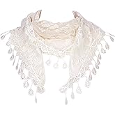 Elerevyo Lace Scarf for Womenl Mantilla, Tassel Mesh Triangle Shawl, Chapel Head Covering, Mass Bridal Veils