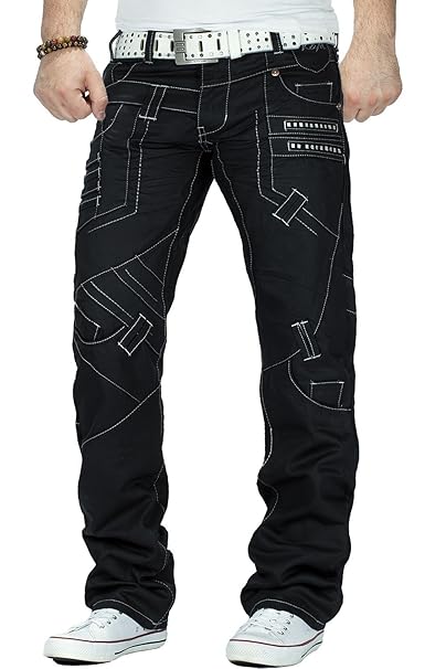 Kosmo Lupo Herren Jeans Freizeit Coated Hose Black Streetwear Dope