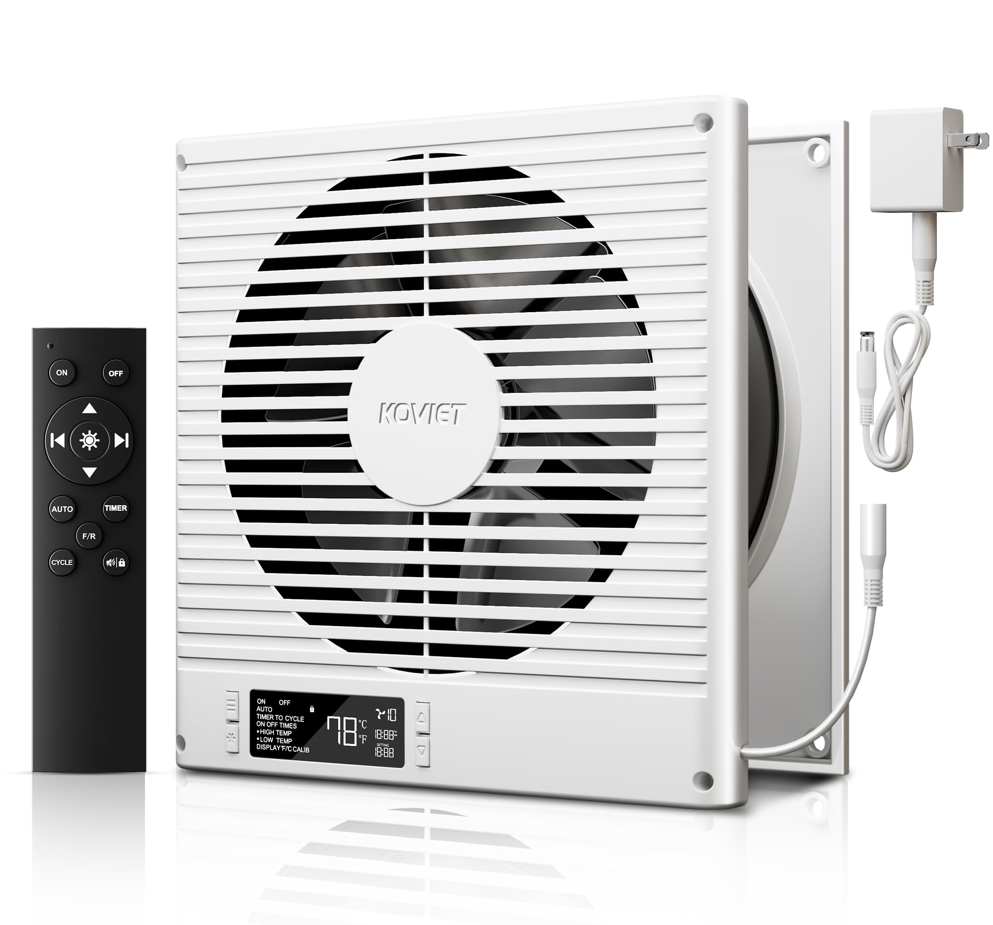 Photo 1 of KOVIET 8" Room to Room Ventilation Fan with Remote, Quiet Reversible Through the Wall Air Transfer Fan, 10-Speed Smart Exhaust Vent, Temperature Control, ETL Certified for Bedroom, Kitchen, Laundry