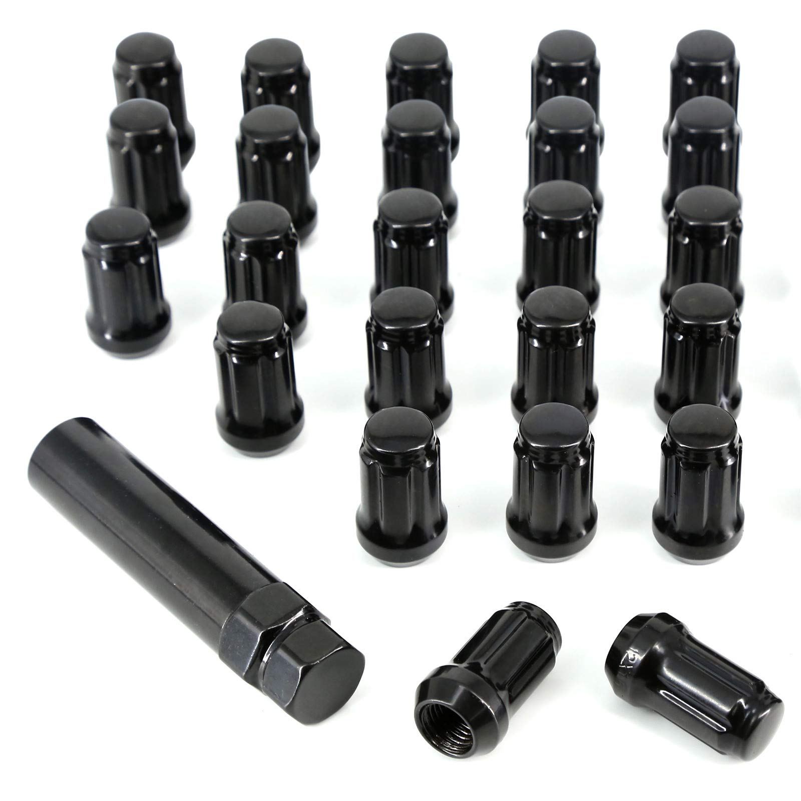 Photo 1 of M12x1.5 Black Spline Lug Nuts 24pc + Tool, 12x1.5mm Wheel Lug Nuts Compatible with Toyota Tacoma 4Runner FJ Cruiser Lexus gx470 Mitsubishi Montero Ford Ranger Most 6 Lug 4 Lug Wheels