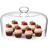 Krbnk 11 Inch Glass Cake Dome Cover | Upgraded Thickened Clear Cake Cover Lid for Cake Stand, Round Cloche Glass Dome for Dessert Plates Display and Protection