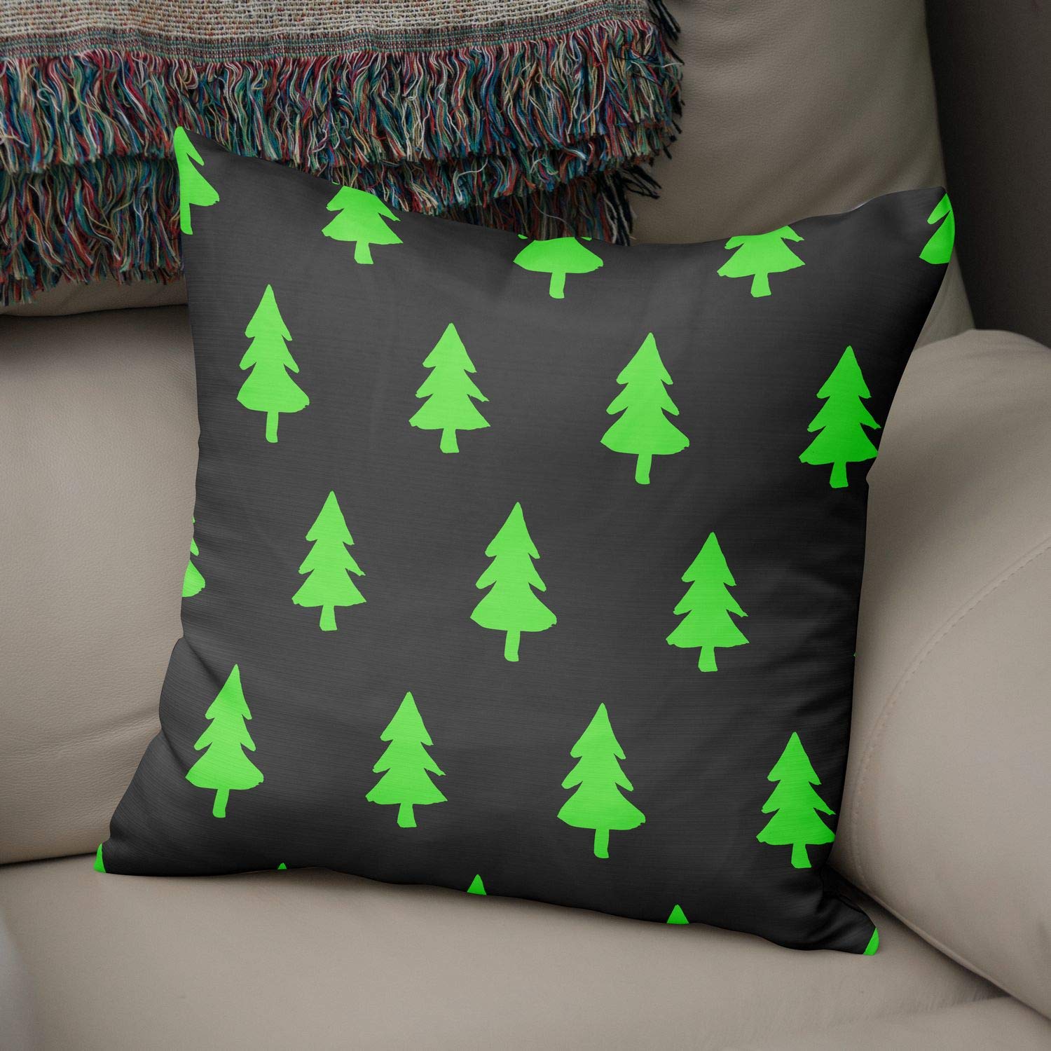 Bonamaison Decorative Cushion Cover Neon Green & Fume, Throw Pillow Covers, Home Decorative Pillowcases for Livingroom, Sofa, Bedroom, Size: 50x50 Cm - Designed and Manufactured in Turkey
