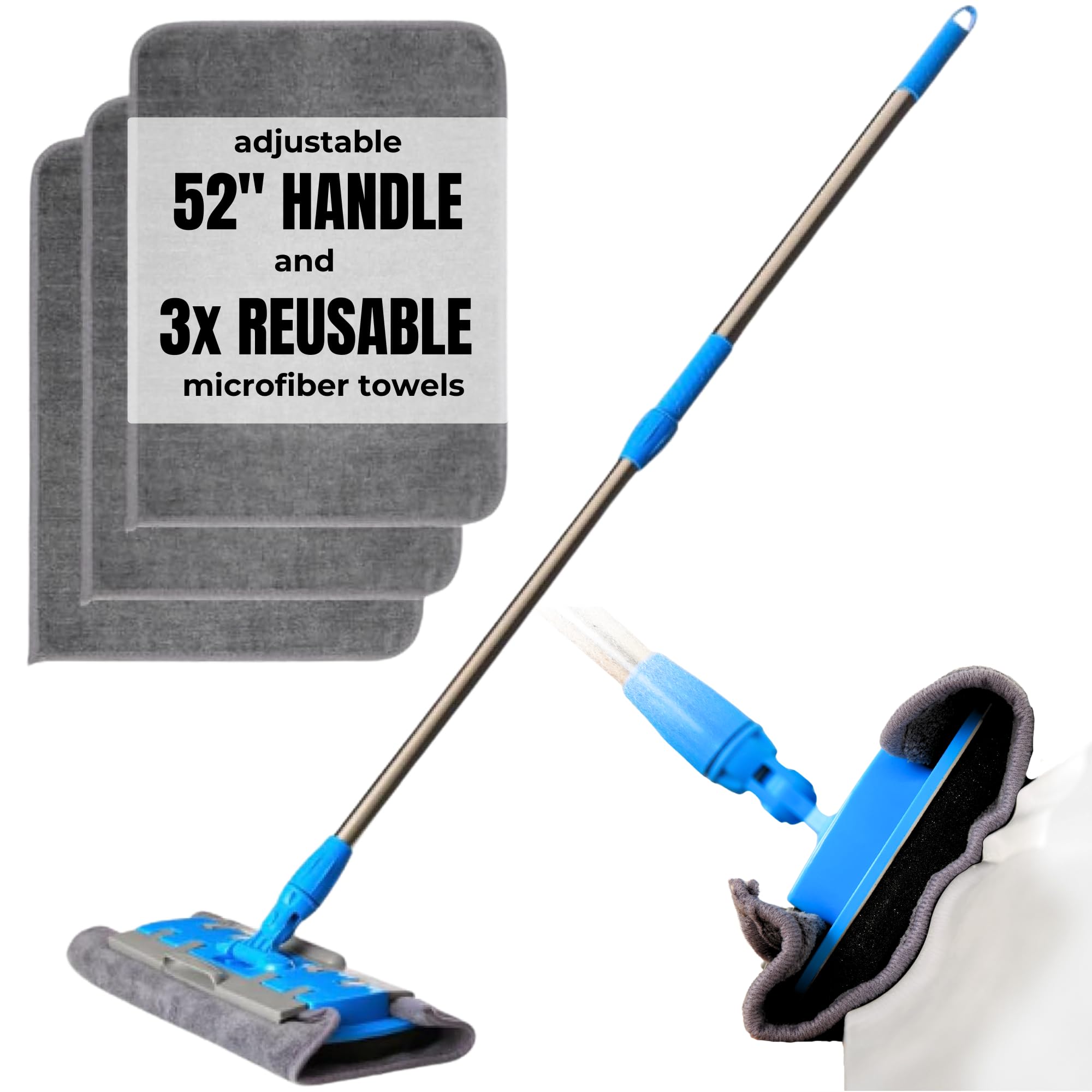 Photo 1 of ***(MISSING PADS)***Baseboard Cleaner Tool with Handle - Wall Mop Cleaner with Long Handle for Ceiling, Baseboard, & More - Dry, Wet Wall Cleaner Mop w/ 3 Reusable Microfiber Cloths - Durable House Cleaning Supplies