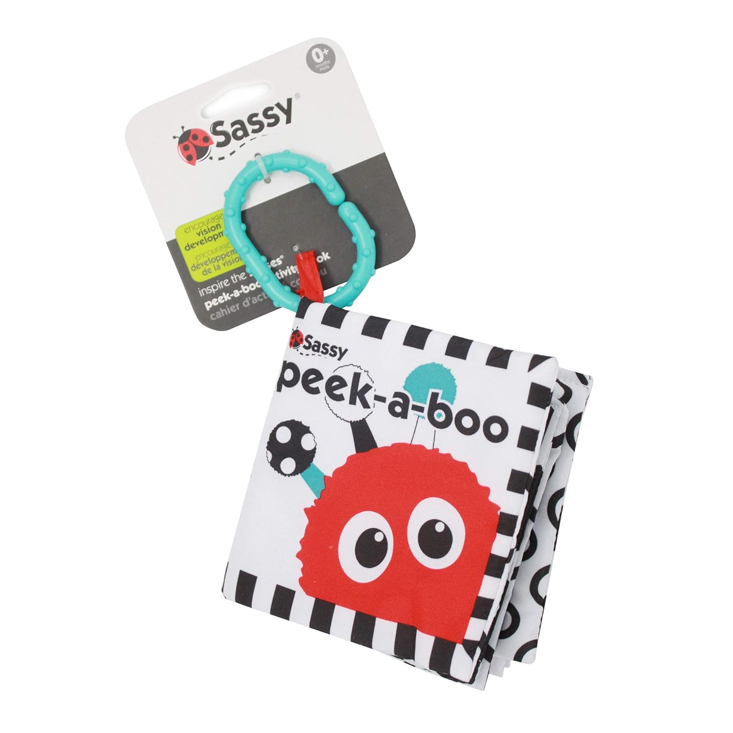 Sassy Peek-a-Boo Activity Book with Attachable Link for On-The-Go Travel | Black & White | for Ages Newborn and Up : Baby