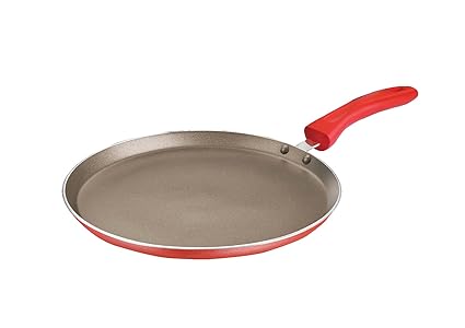 Prestige Omega Gold Induction Base Non-Stick Aluminum Omni Tawa, 260 mm, Metallic Red