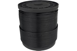 FOLUXING 300Ft Cable Wire Rope, Black Vinyl Coated,1/16 Inch Coated to 3/32 Inch,304 Stainless Steel for String Lights Hanging,Outdoor Light Guide Wire, DIY Balustrades