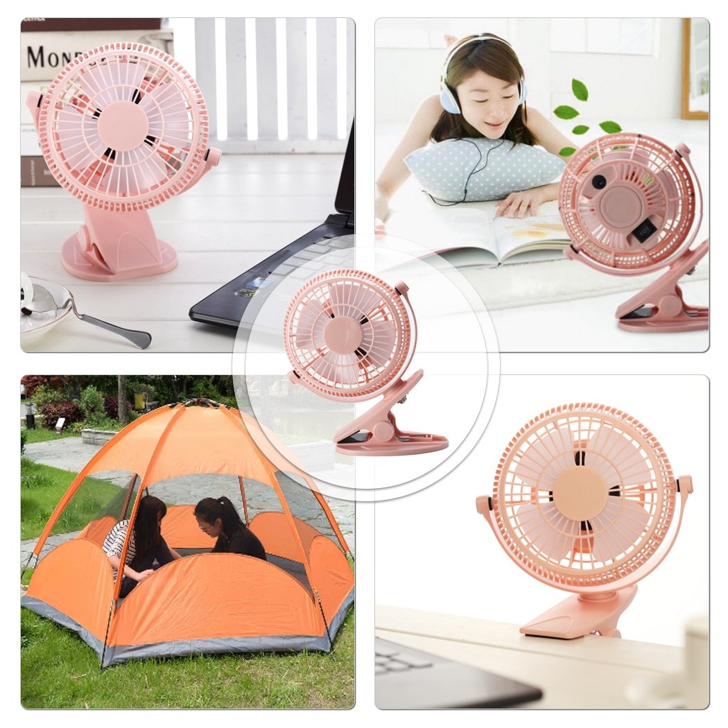 Mini Clip Fan , HANGRUI Mute personal fan with USB for Home Office Baby Stroller Laptop Study Table Gym Camping Tent , 360° rotation