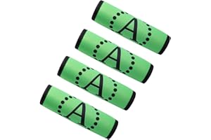 CHOIEO 4 Pcs Initial Luggage Handle Wraps, Luggage Grips, Luggage Handle Sleeves, Suitcase Handle Grips, Bag Handle Wraps, Travel Bag Handle Covers (Green, A)